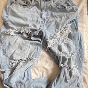 American Eagle Outfitters Distressed Light Blue Boyfriend Jeans